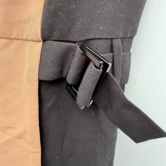 🆕 White House Black Market mock neck Tan and Black Asymmetrical Dress sz 14 NWT - Picture 6 of 12